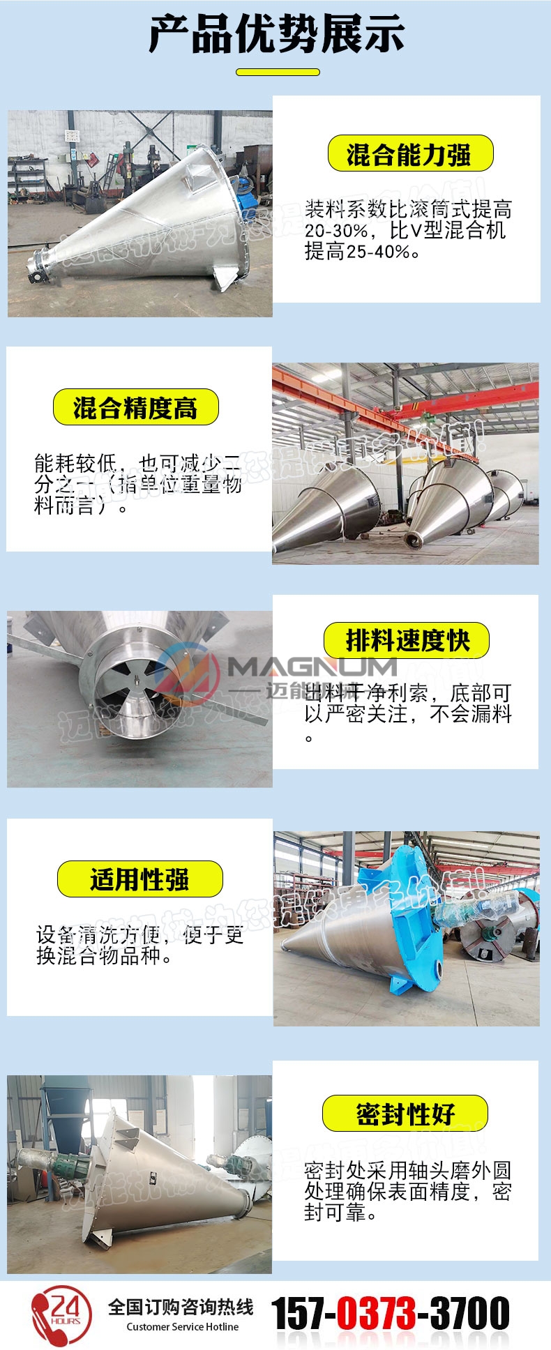 双螺旋锥形混合机优势特点